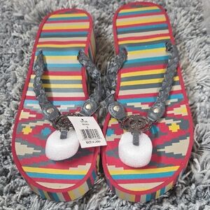 Muk Luks Multicolor Striped Sandals